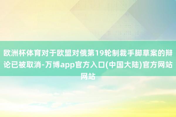 欧洲杯体育对于欧盟对俄第19轮制裁手脚草案的辩论已被取消-万博app官方入口(中国大陆)官方网站