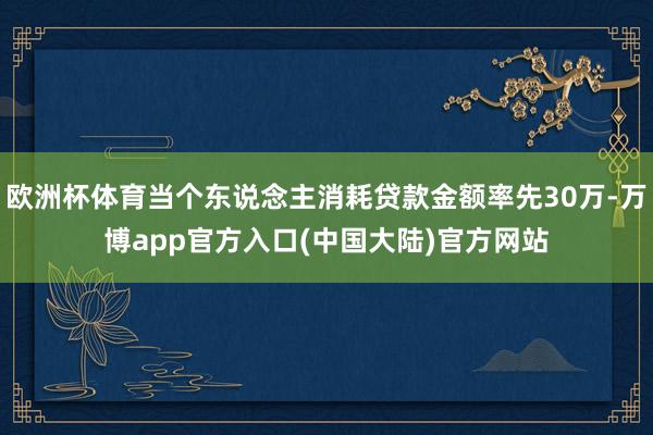 欧洲杯体育当个东说念主消耗贷款金额率先30万-万博app官方入口(中国大陆)官方网站